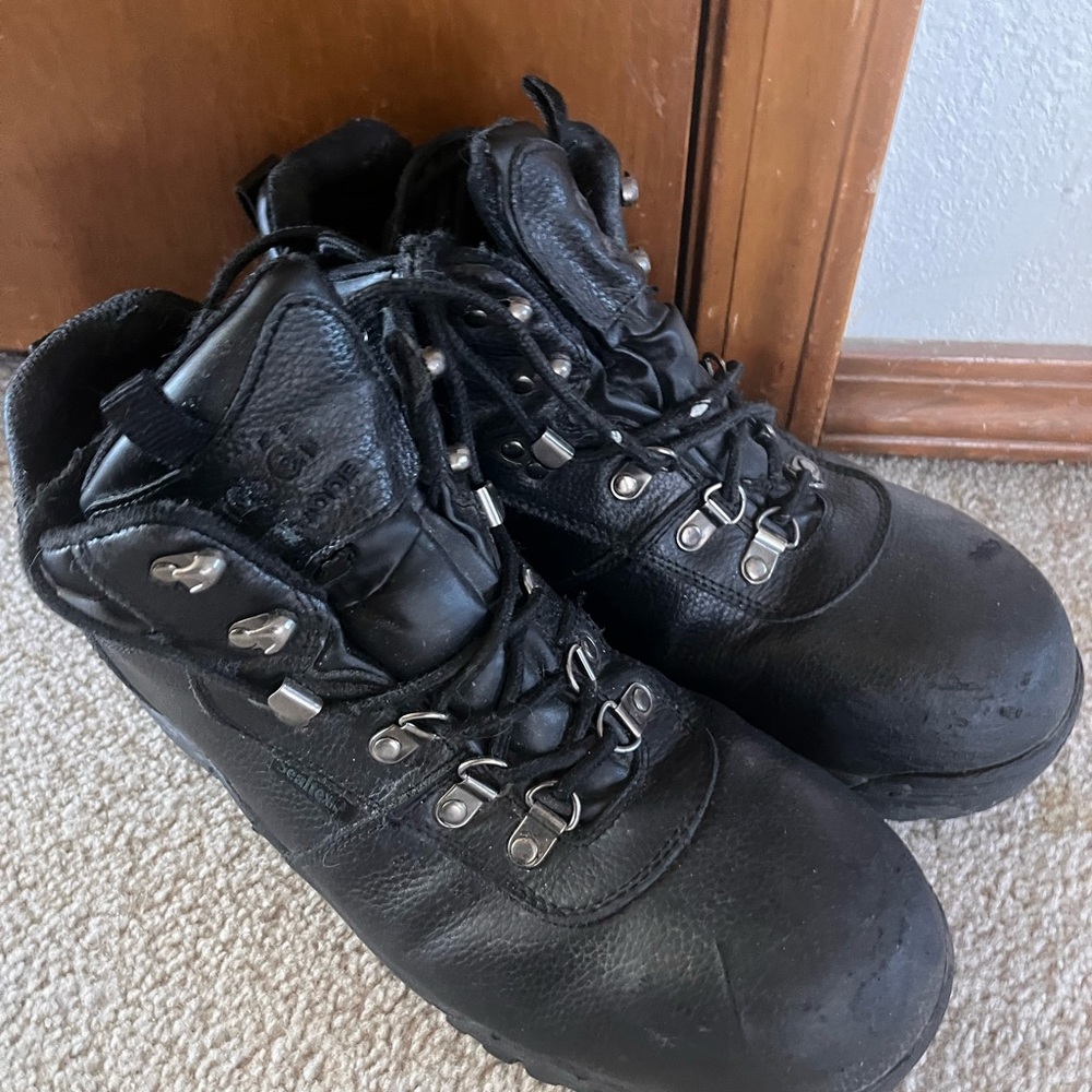 Men's Black Leather Steel Toed Boots